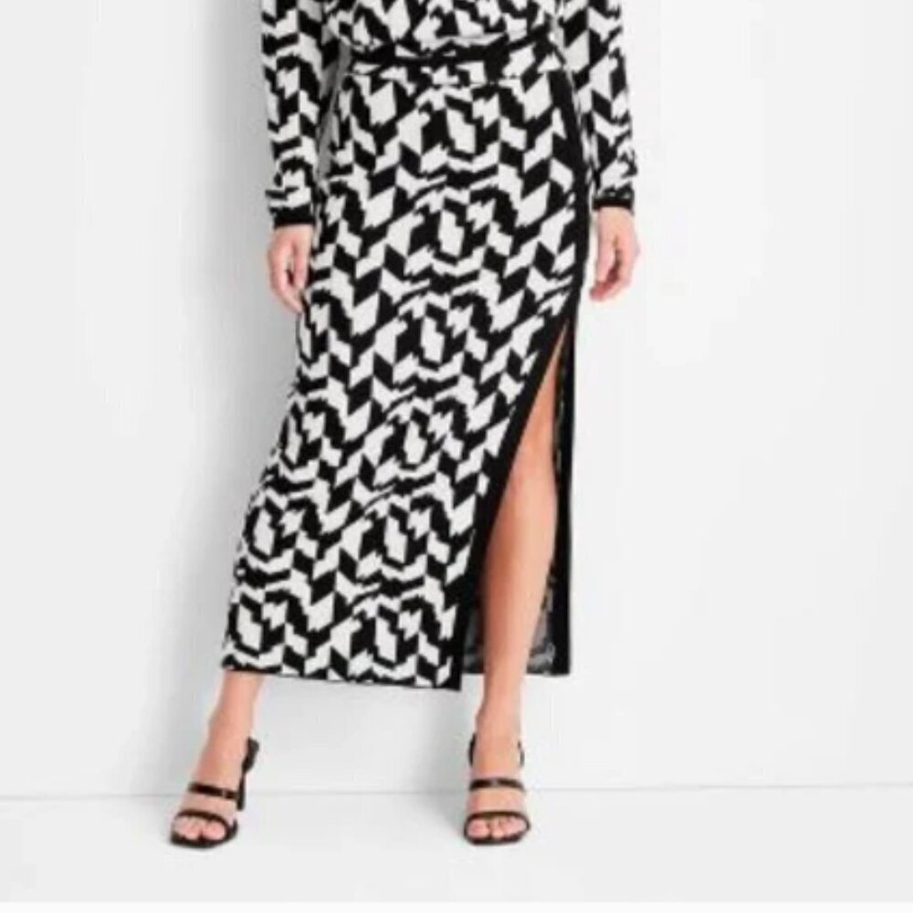 High-Rise Slit Knit Midi Skirt - Future Collective 4X